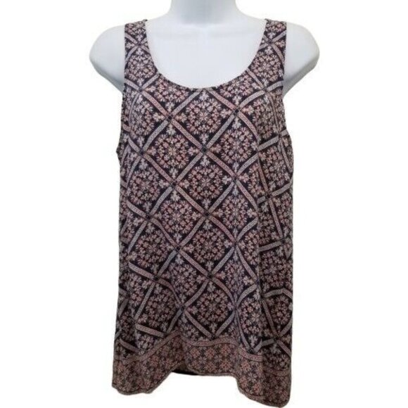 Joie XS Shirt Tank Top Blouse Shell Geometric Floral Diamond Silk Orange Blue - Picture 1 of 6